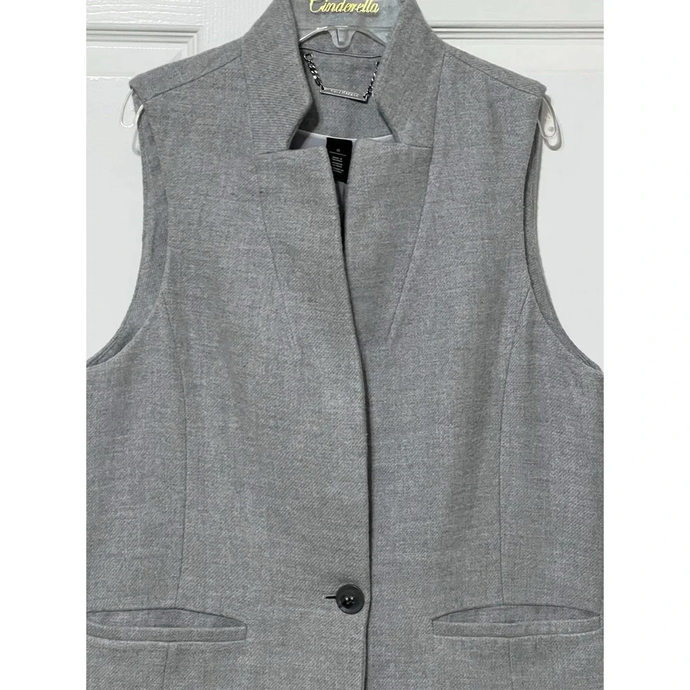 White House Black Market Long‎ Light Gray Tweed Vest  1 Button Women's Size 10